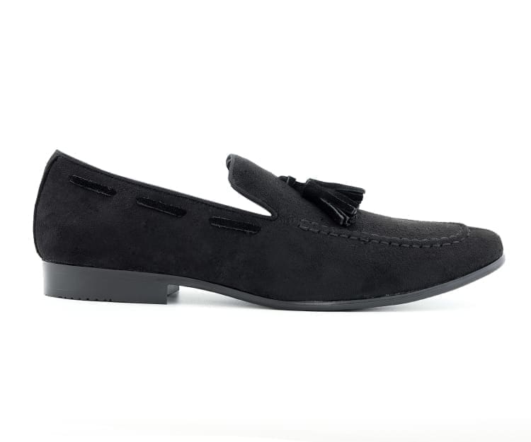 Amali Emperor black tassel loafers side
