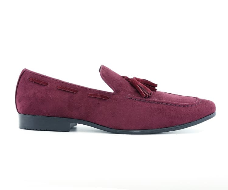 Amali Emperor burgundy tassel loafers side