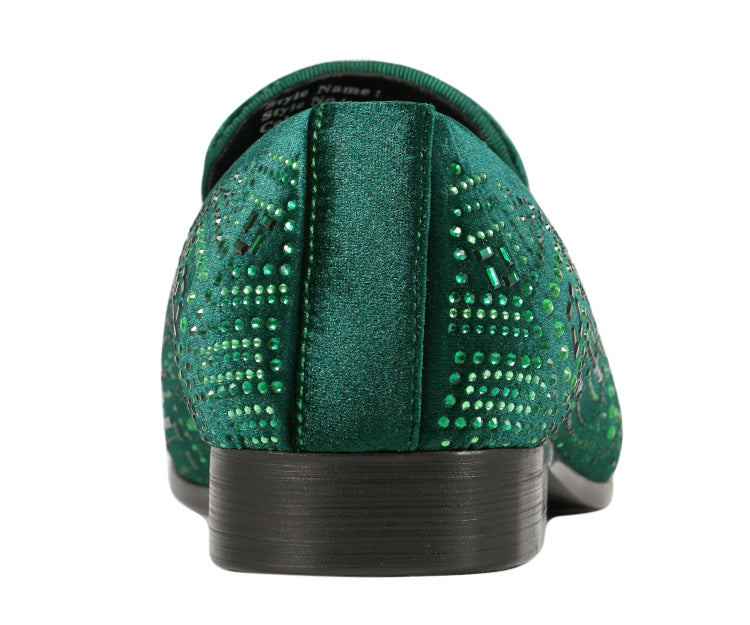 
                      
                        Amali Enzo green slip on loafers back
                      
                    
