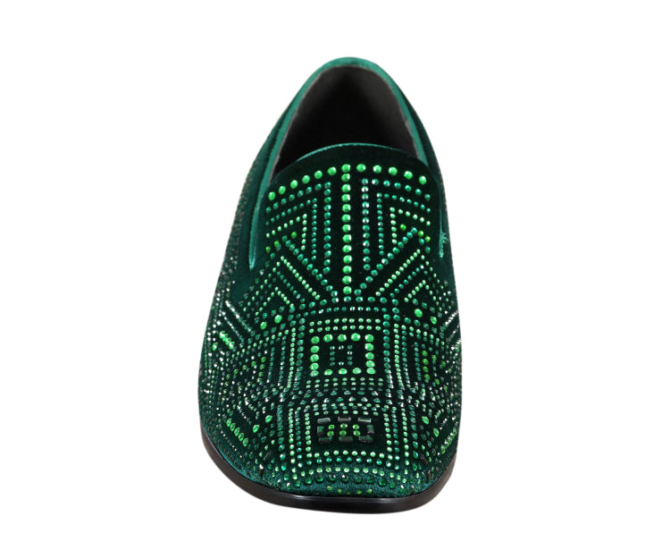 
                      
                        Amali Enzo green slip on loafers front
                      
                    