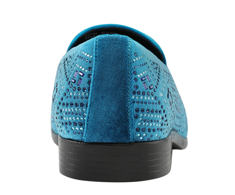 
                      
                        Amali Enzo teal slip on loafers back
                      
                    