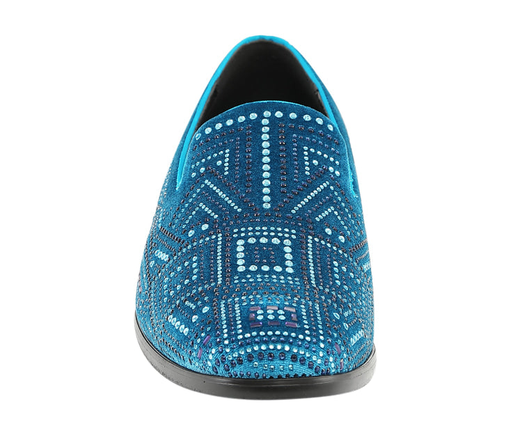 
                      
                        Amali Enzo teal slip on loafers front
                      
                    