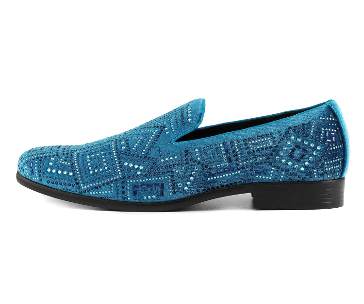 Amali Enzo teal slip on loafers side