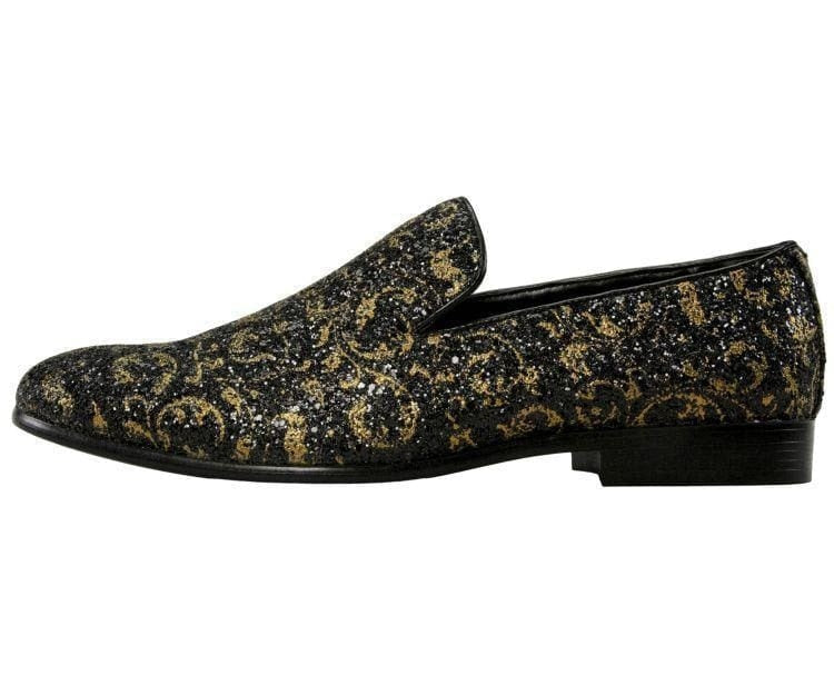 Amali Erin gold glitter loafers side