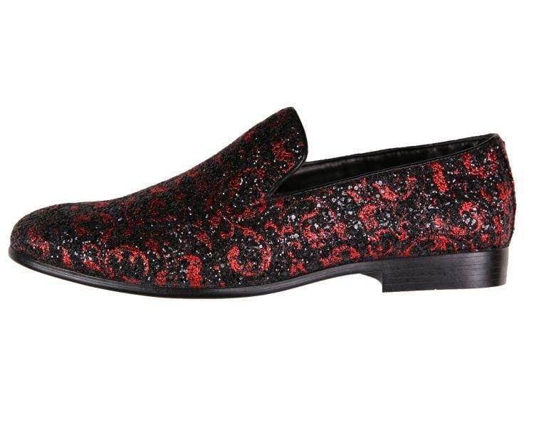 Amali Erin red glitter loafers side
