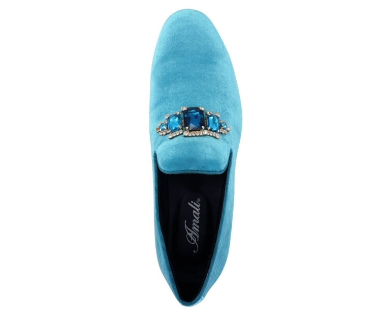 
                      
                        Amali Fabio turquoise loafers top
                      
                    