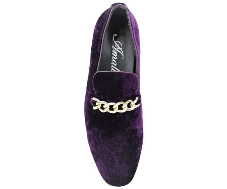 Amali Fay purple velvet loafers top