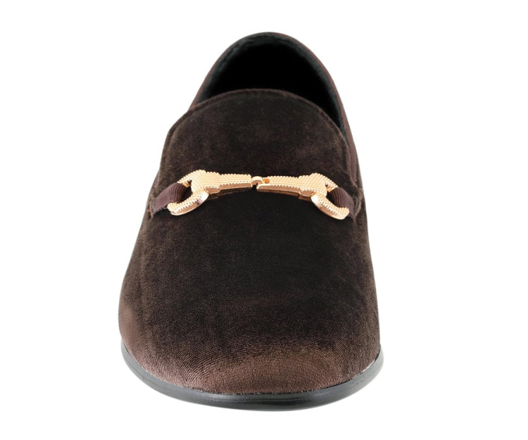 
                      
                        Amali Harrison brown horsebit loafers​ front
                      
                    