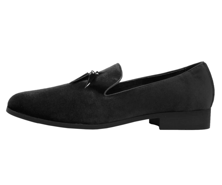 Amali Heath black smoking slippers side