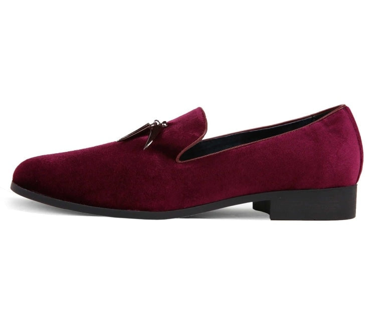 Amali Heath burgundy smoking slippers side