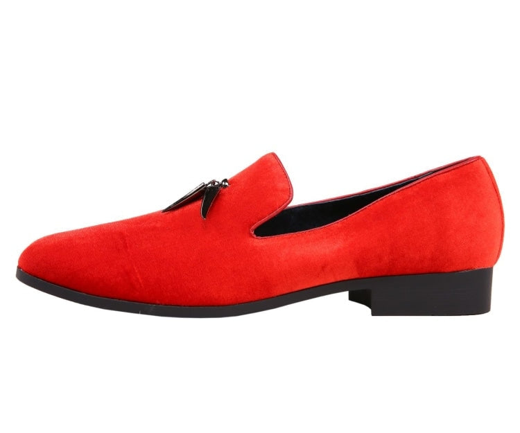 
                      
                        Amali Heath red smoking slippers side
                      
                    