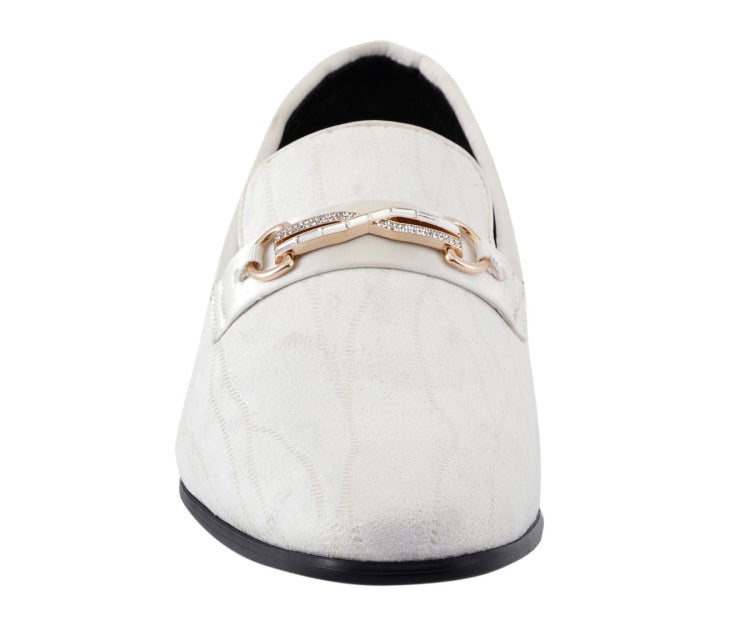 
                      
                        Amali Hector white loafers with bit front
                      
                    