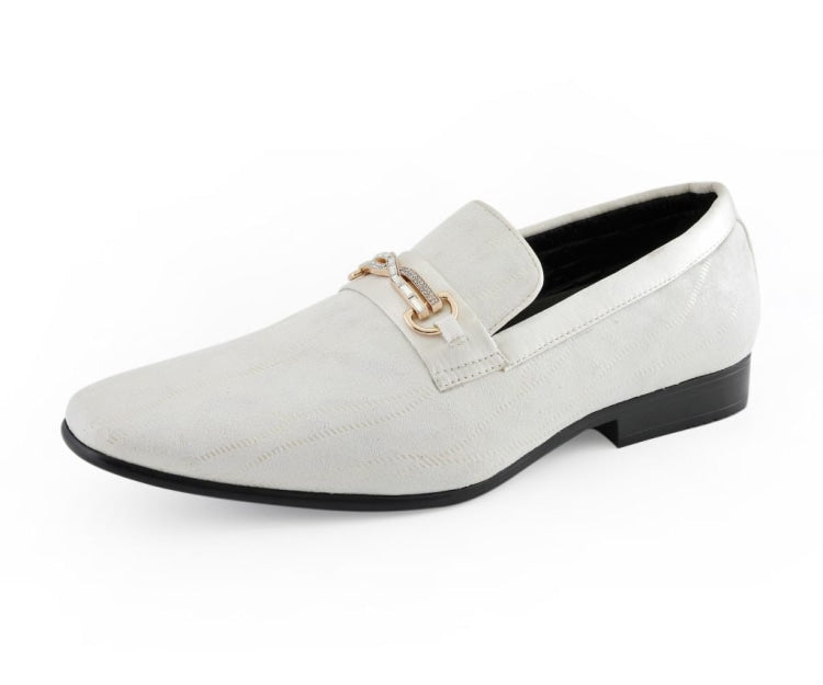 Amali Hector white loafers with bit main