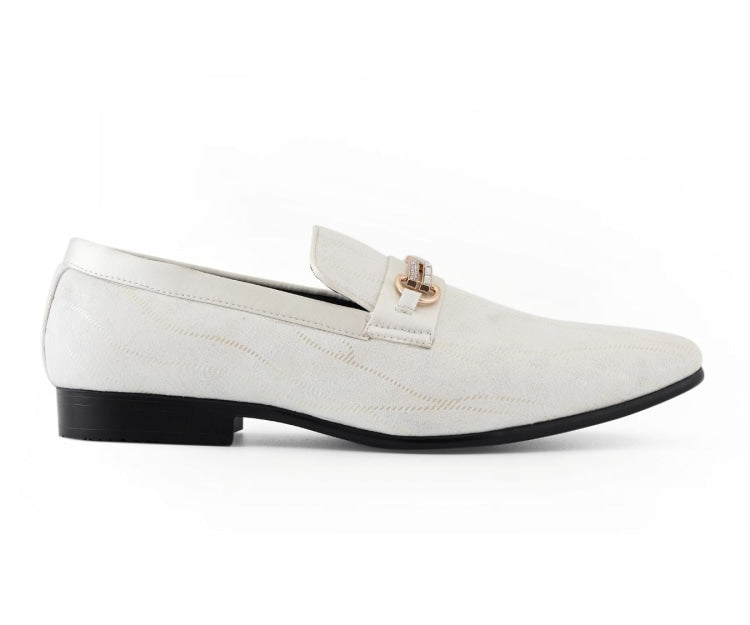 Amali Hector white loafers with bit side