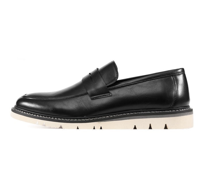 Amali Hugh black penny loafers side