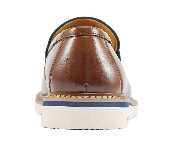
                      
                        Amali Hugh cognac penny loafers​ back
                      
                    