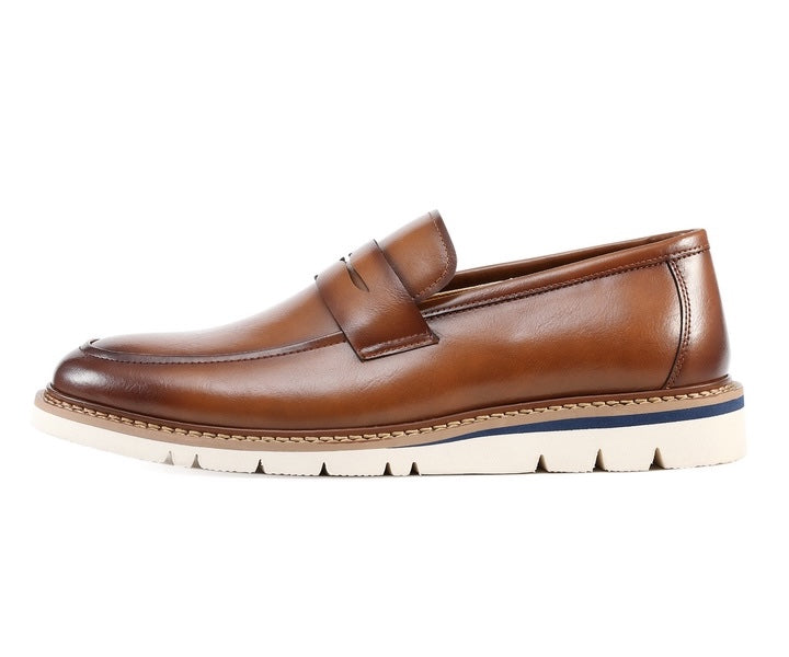 Amali Hugh cognac penny loafers​ side