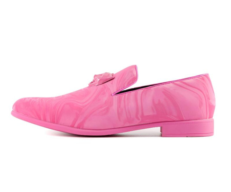 Amali Jano pink smoking loafers side