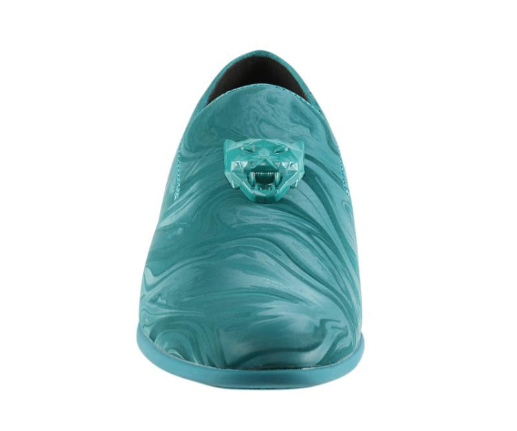 
                      
                        Amali Jano turquoise smoking loafers front
                      
                    