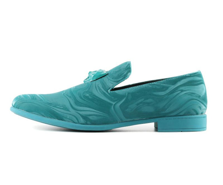 Amali Jano turquoise smoking loafers side