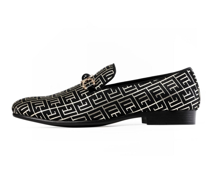 
                      
                        Amali Kazimar black designer loafers side
                      
                    