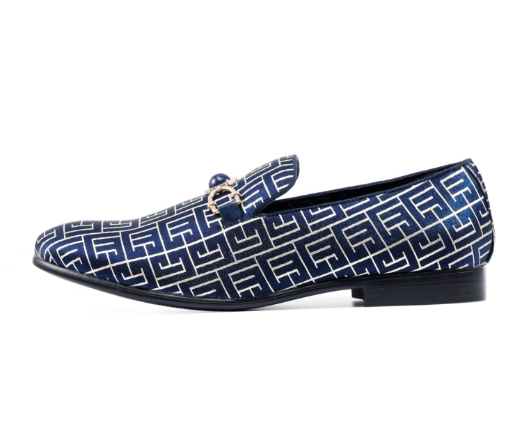 Amali Kazimar navy designer loafers side