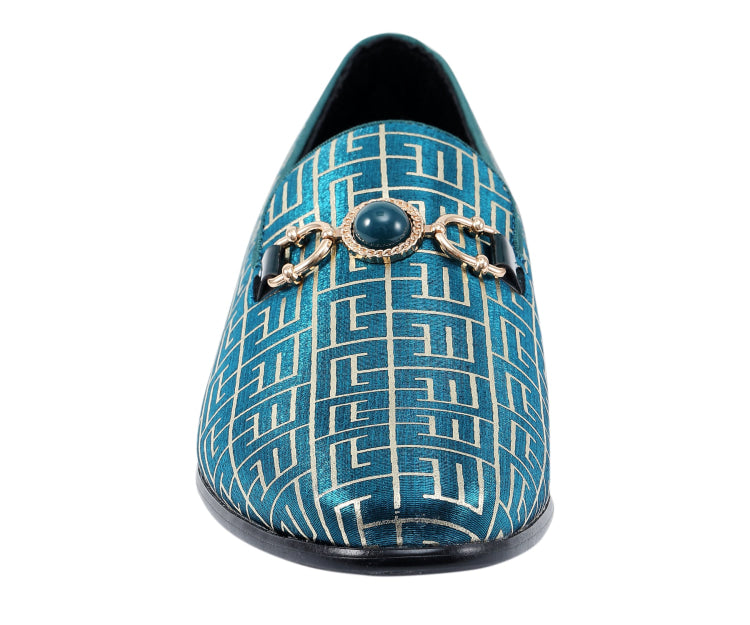 
                      
                        Amali Kazimar teal designer loafers front
                      
                    