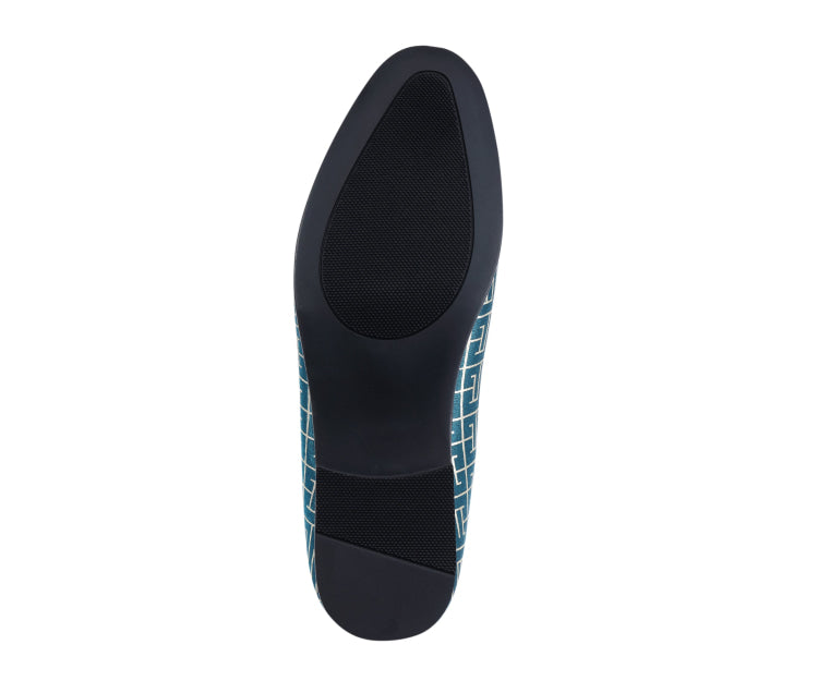 
                      
                        Amali Kazimar teal designer loafers sole
                      
                    