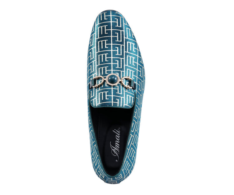 
                      
                        Amali Kazimar teal designer loafers top
                      
                    