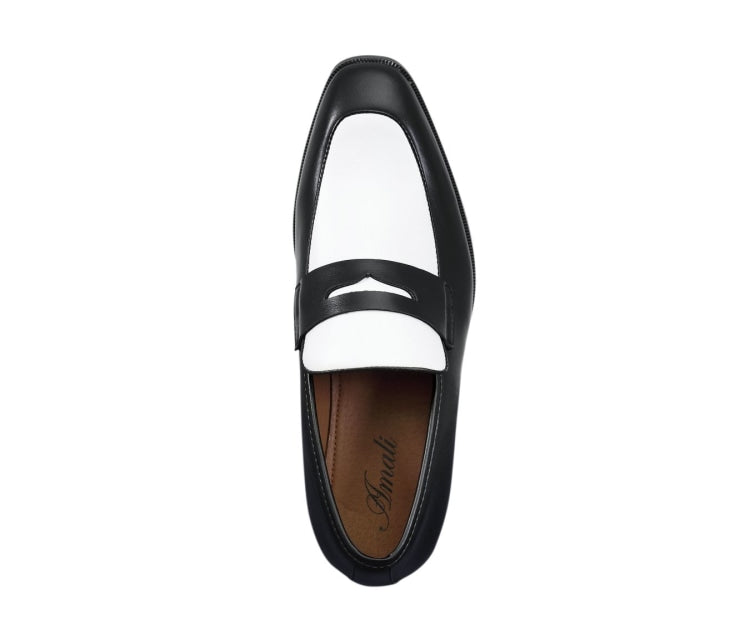 
                      
                        Amali Levi black and white penny loafers top
                      
                    