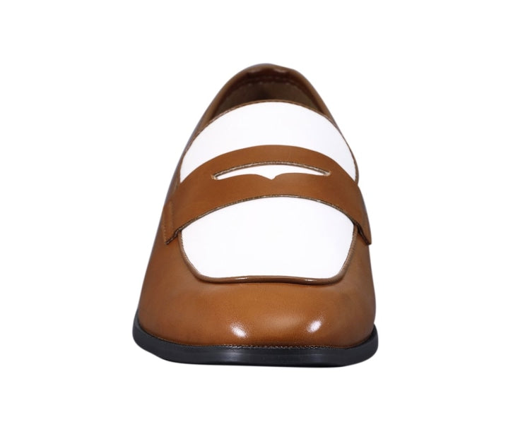 
                      
                        Amali Levi cognac penny loafers front
                      
                    