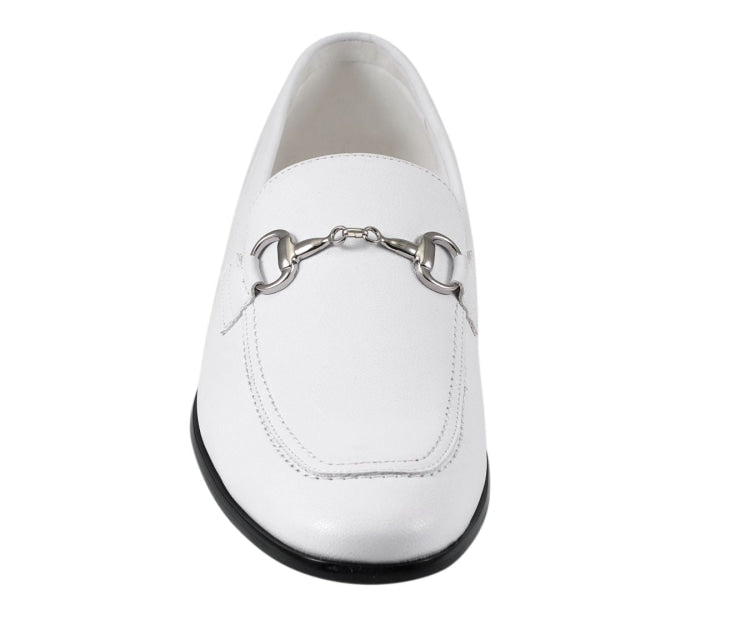 Mens White Loafers | Metal Bit Fashion