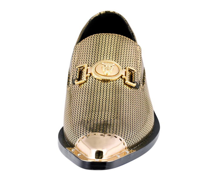 
                      
                        Amali Mason gold metal tip dress shoes​ front
                      
                    