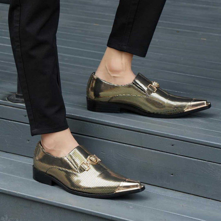gold dress shoes Oscar Patent Leather Wholecut Brogue Sneakers - Leather Groomsmen Shoes Mason Gold Metal Tip Dress