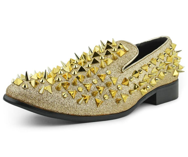 Gold Spike Shoes Mens Smoking Slippers Mesa by Amali – Amali Shoes