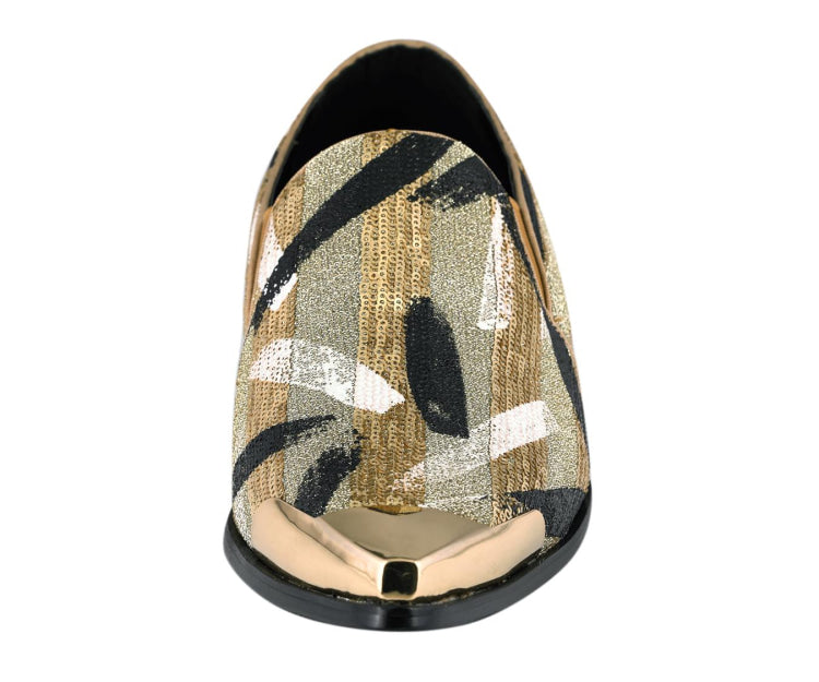 
                      
                        Amali Nelson gold dress shoes front
                      
                    