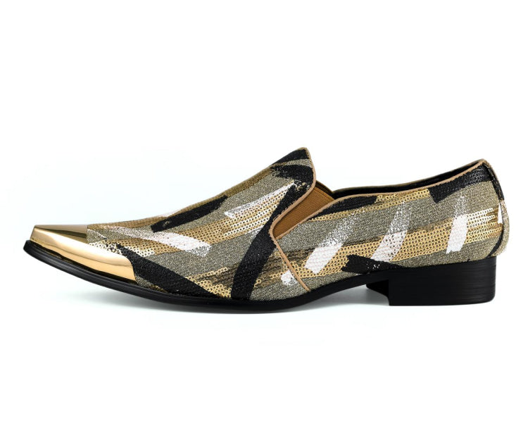 
                      
                        Amali Nelson gold dress shoes side
                      
                    