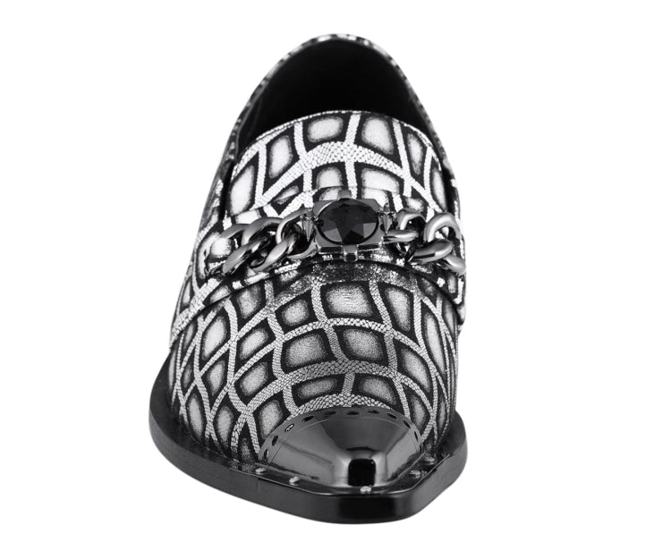 
                      
                        Amali Nevil silver pointed toe loafers front
                      
                    