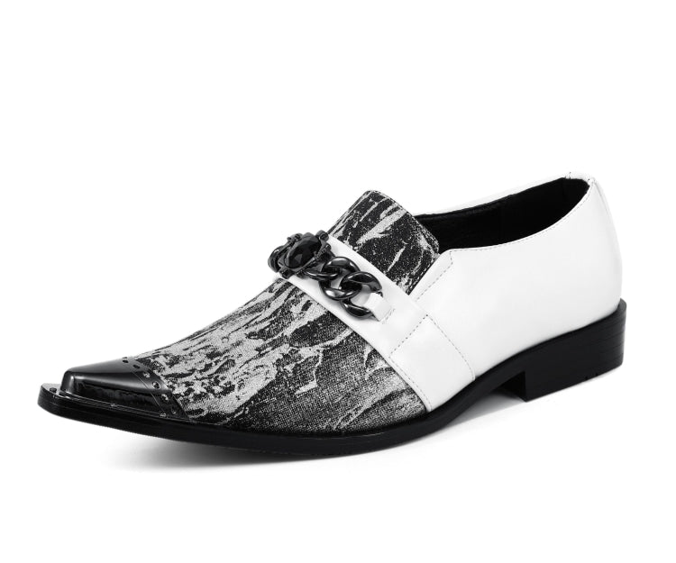 Amali Nevil white pointed toe loafers main