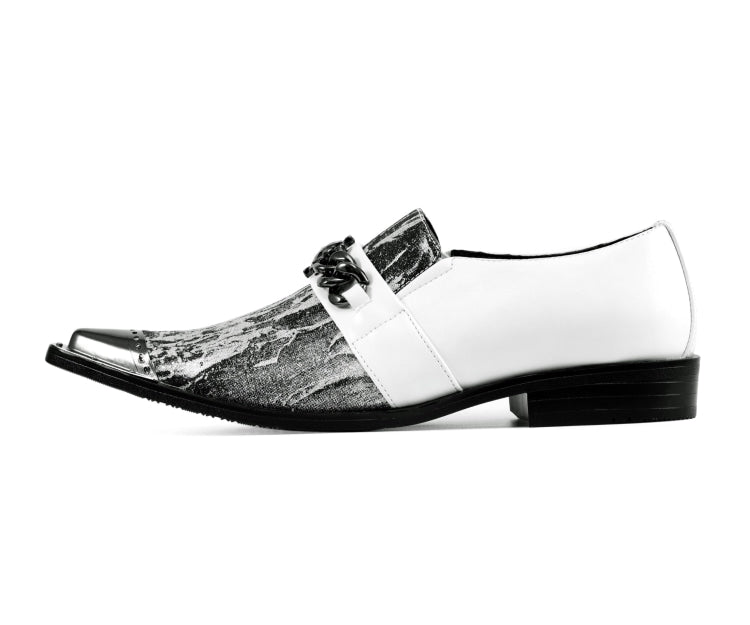 
                      
                        Amali Nevil white pointed toe loafers side
                      
                    