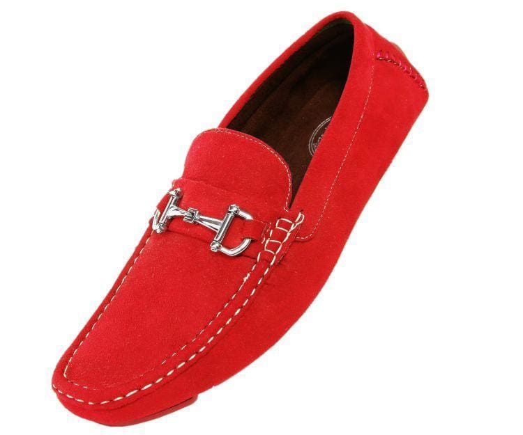 Amali Norwalk red driving shoes angled