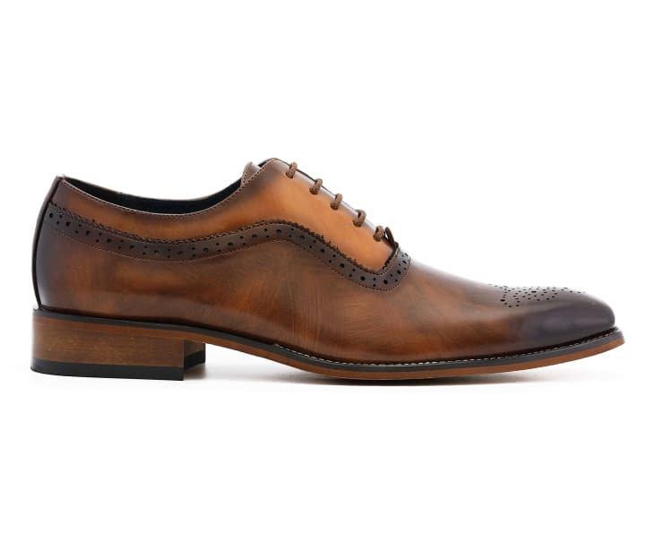 Amali Piedmont tan cap toe oxfords​ side