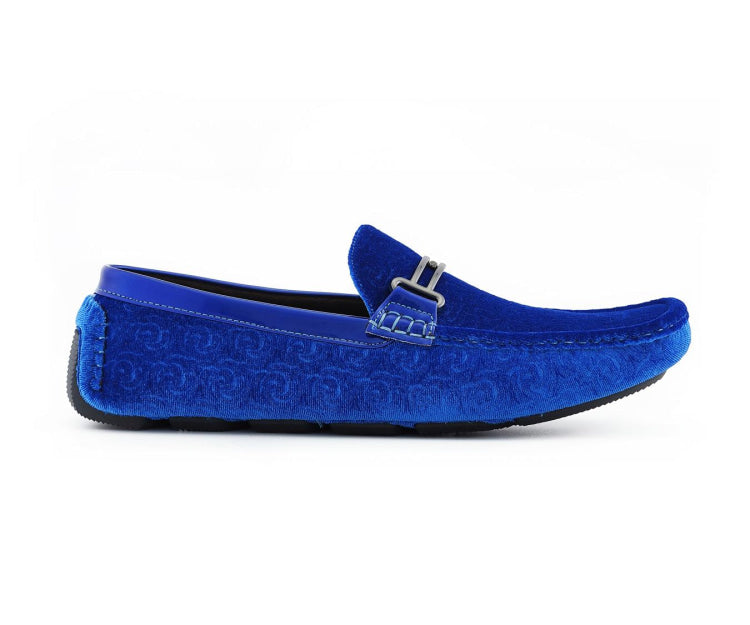 Amali Roberto blue velvet loafers side
