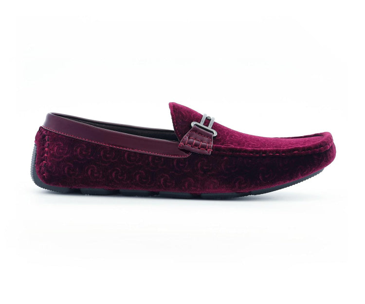 Amali Roberto burgundy velvet loafers side