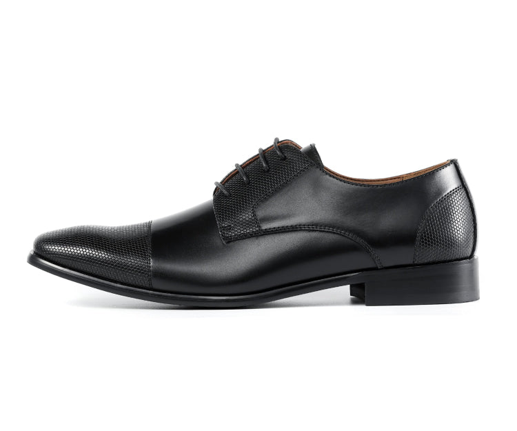 Amali Russo black cap toe shoes side