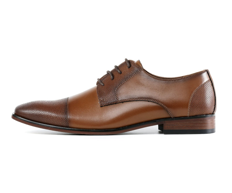 Amali Russo cognac cap toe shoes side