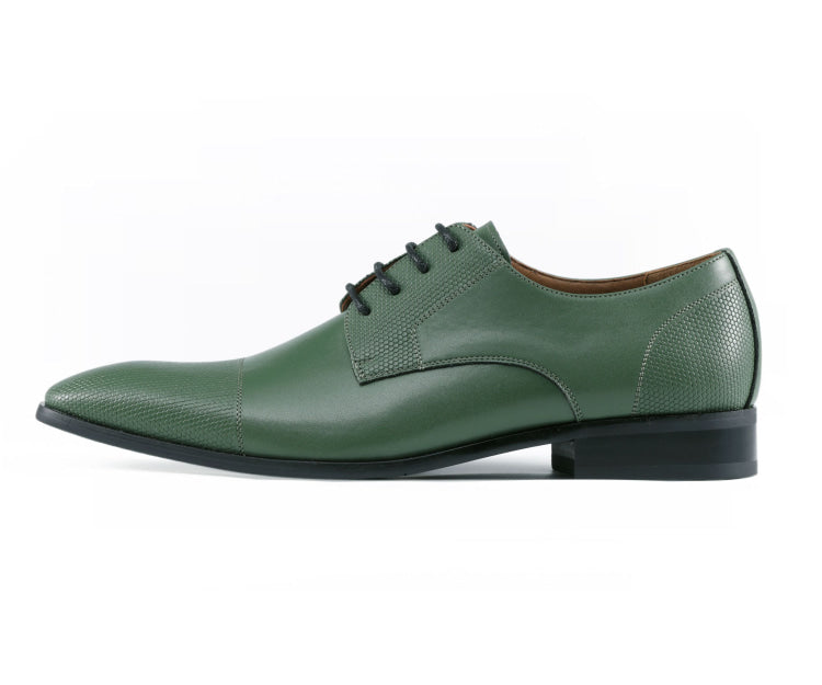 Amali Russo green cap toe shoes side