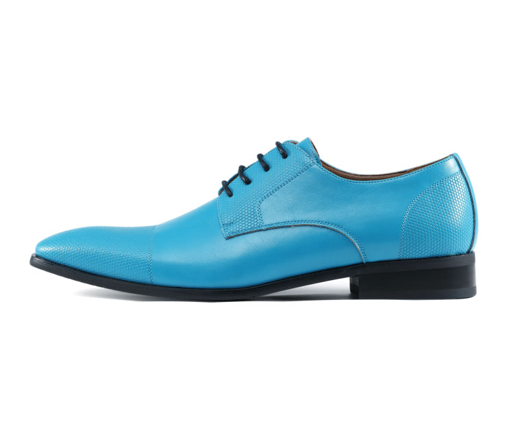 Amali Russo teal cap toe shoes side