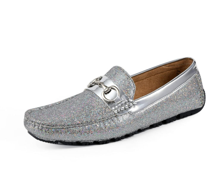 Amali Samson silver metallic loafers main