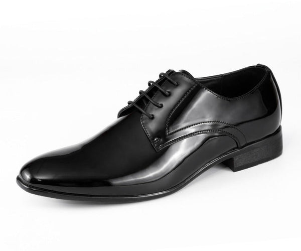 Black Derby Dress Shoes | Mens Patent Flair